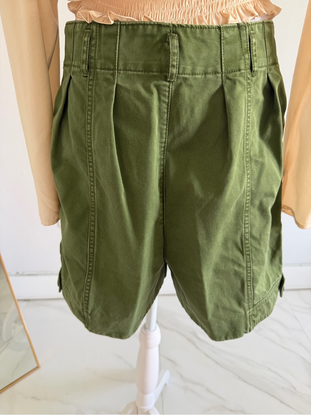 Marc by Marc Jacob’s High-Waist Olive Green Pleated Shorts